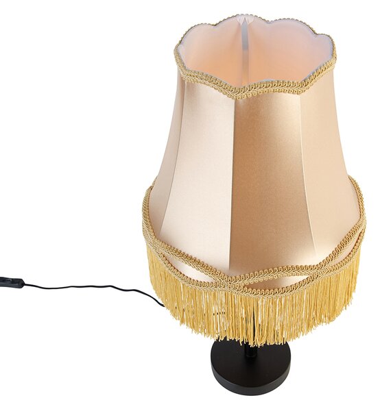 Klasická stolní lampa černá s abajurem v barvě zlata 30 cm - Simplo