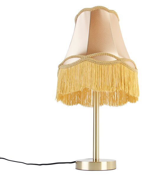 Klasická stolní lampa mosaz s abajurem Granny zlatá 30 cm - Simplo