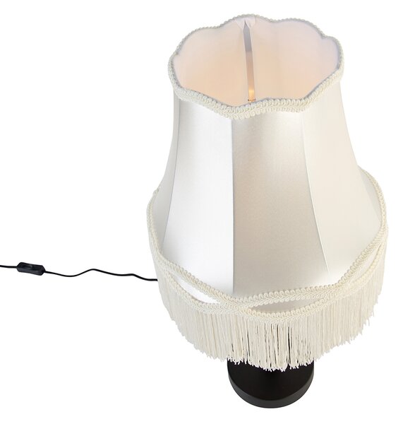 Klasická stolní lampa černá s abajurem krémová 30 cm - Simplo