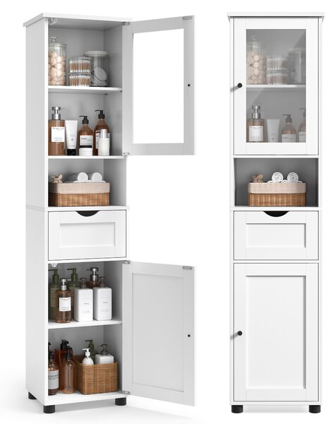 VYSOKÁ SKŘÍŇ, bílá, bílá, 40/165/30 cm MID.YOU - Koupelnové série, Online Only
