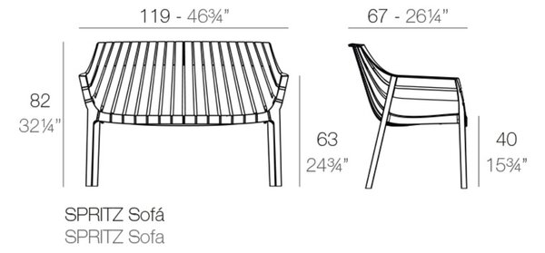 VONDOM Béžová plastová zahradní lavice SPRITZ 119 cm