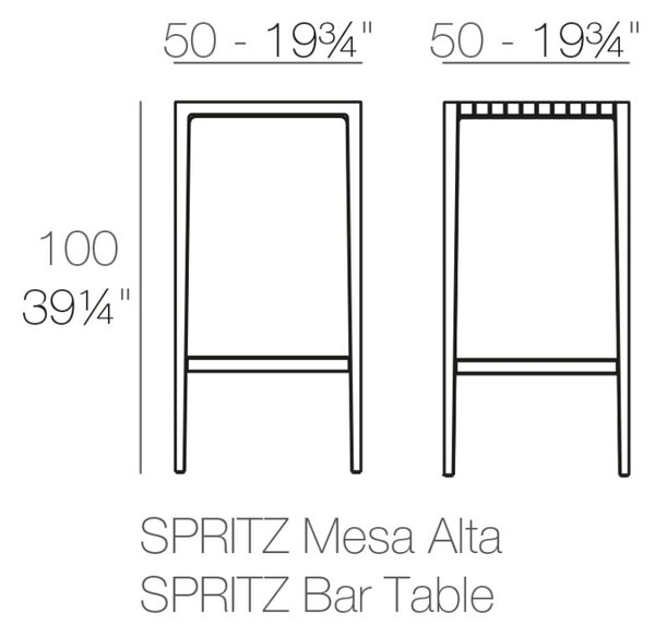 VONDOM Béžový plastový zahradní barový stůl SPRITZ 50 x 50 cm