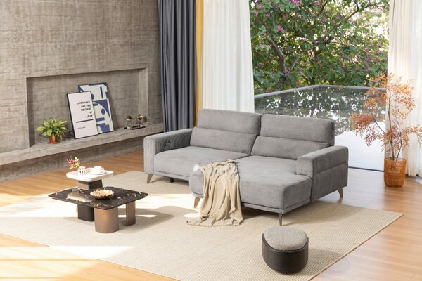 ROHOVÁ SEDAČKA, textil, světle šedá Livetastic - Sedací soupravy, Online Only