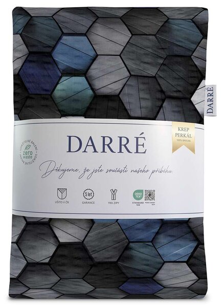 DARRÉ Krepové perkálové povlečení Earth - modré Velikost: 140 x 200 + 70 x 90