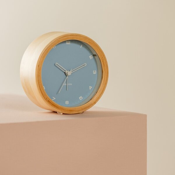 Present time Modrý dřevěný budík Mitis
