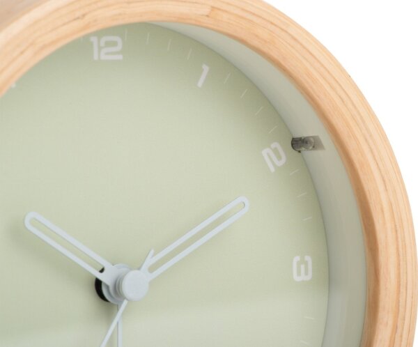Present time Zelený dřevěný budík Mitis