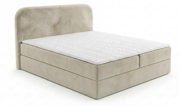 Čalouněná postel boxspring FORENA 140x200 cm krémová Matrace: Matrace Bonell pružinová