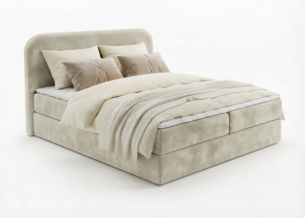 Čalouněná postel boxspring FORENA 140x200 cm krémová Matrace: Matrace Bonell pružinová