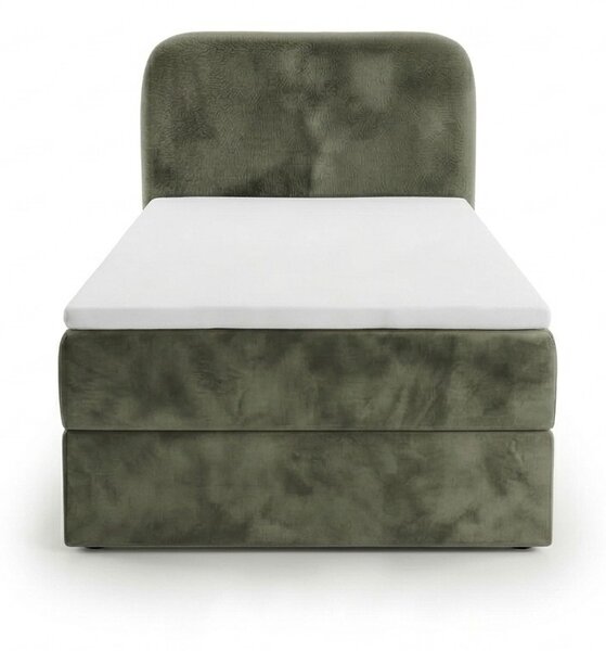 Čalouněná postel boxspring FORENA 90x200 cm tmavě zelená Matrace: Matrace Bonell pružinová