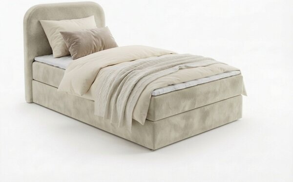 Čalouněná postel boxspring FORENA 90x200 cm krémová Matrace: Matrace Bonell pružinová