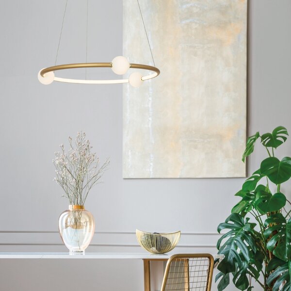 Zlaté závěsné LED světlo Nova Luce Celia 64 cm
