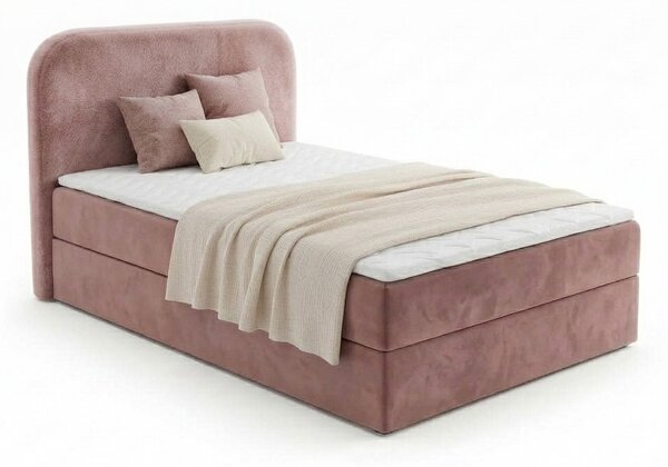 Čalouněná postel boxspring FORENA 90x200 cm starorůžová Matrace: Matrace Bonell pružinová