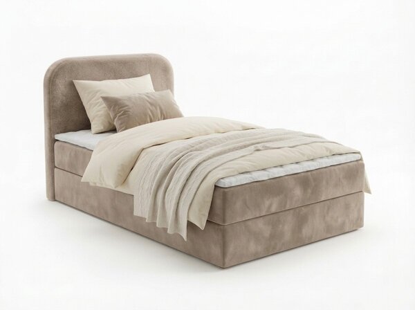 Čalouněná postel boxspring FORENA 90x200 cm béžová Matrace: Matrace Bonell pružinová