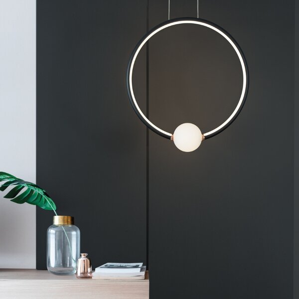 Černé závěsné LED světlo Nova Luce Celia 43 cm