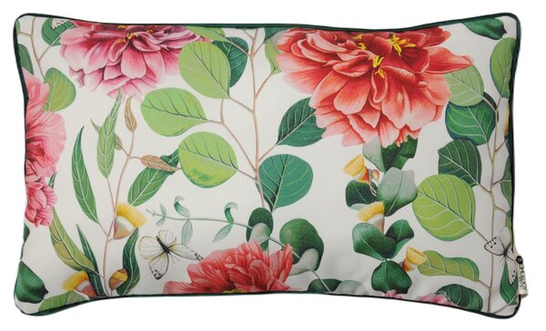BOHOLOGY Bílý venkovní povlak na polštář Flora 30 x 50 cm