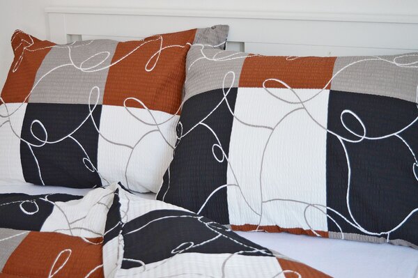 Krepové povlečení Šachy hnědé Zapínání: knoflík, Velikost polštáře: 70x90, Velikost přikrývky: 140x200