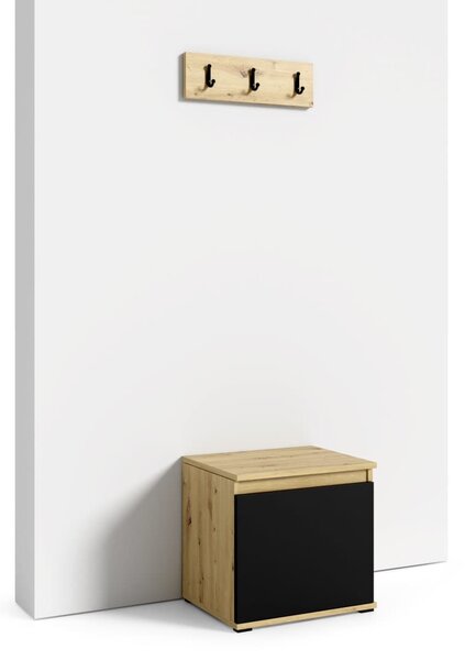 Botník a věšák Emi 50 cm - dub/černá