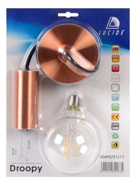 Lucide 30490/01/17 DROOP závěsné svítidlo E27 1x4W