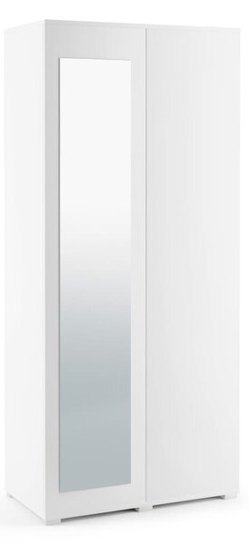 Šatní skříň Emi 90 cm se zrcadlem - bílá
