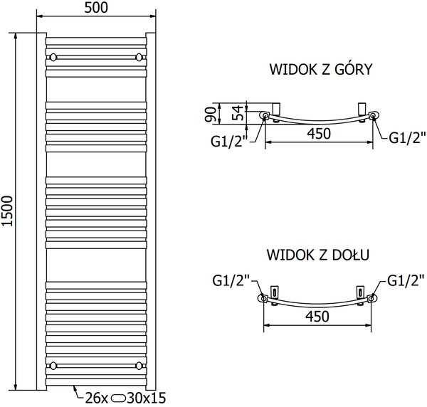 Mexen Helios, elektrické topné těleso 1500 x 500 mm, 600 W, zlatá lesklá, W103-1500-500-2600-50