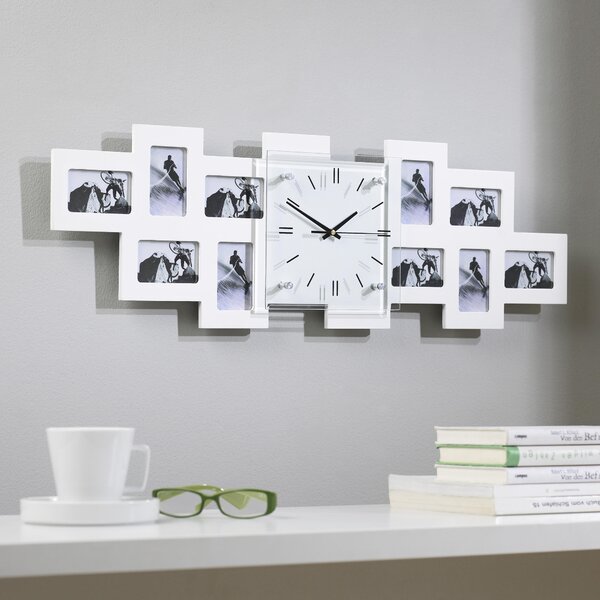 HODINY S FOTOGRAFIEMI bílá 80/26/4,8 cm Ambia Home - Nástěnné hodiny