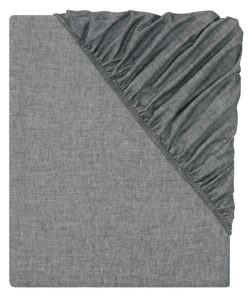 LIVARNO home Napínací zimní prostěradlo Chambray, 180–200 x 200 cm (šedá) (100352572002)
