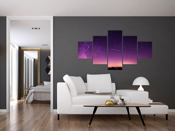 Obraz oblohy s padající hvězdou (125x70 cm)