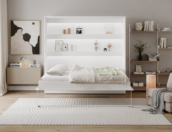 Eltap Sklápěcí postel Devesto 160 horizontální s LED osvětlením, bílá