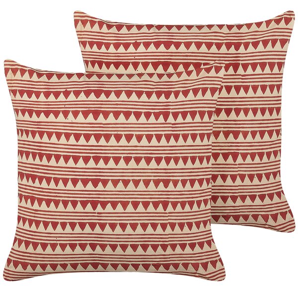 Sada 2 dekorativních polštářů DEGLUPTA Bavlna 45 x 45 cm Červená Cik-cak vzor