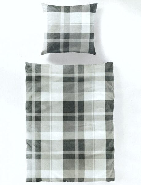 Bierbaum povlečení bavlněný satén 3406 Antracit Check 140x200/70x90 cm