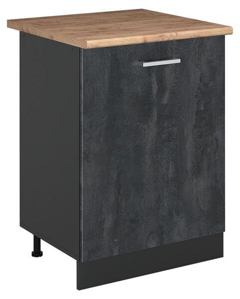 Spodní skříňka kuchyňské linky Vicco R-Line Černý beton/Antracit 60 cm s 1 dveřmi pracovná doska Dub Goldkraft, Model 72064