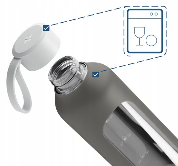 Láhev na pití skleněná šedá 1000ml Wessper