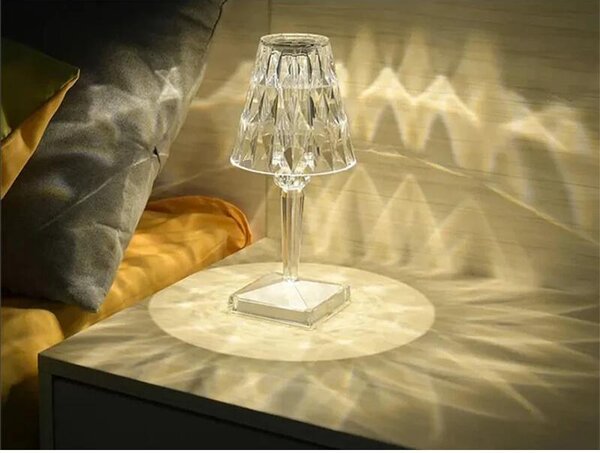 Verk 12304 Křišťálová LED stolní lampa, RGB, dotykový panel, dálkové ovládání