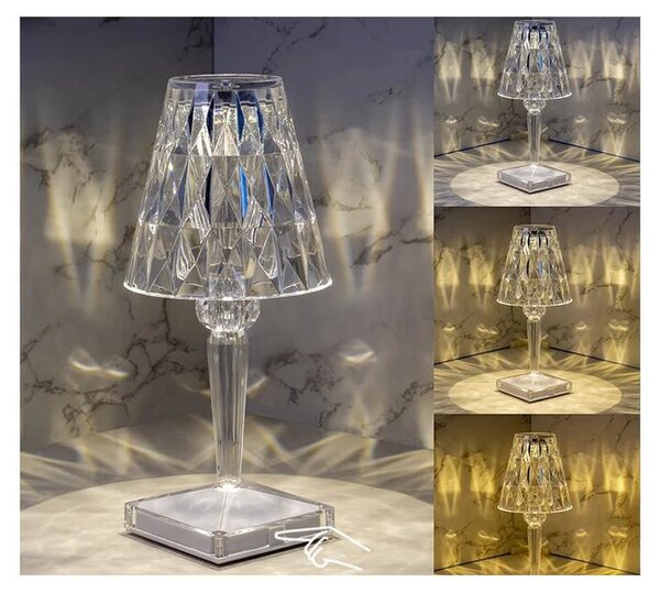 Verk 12304 Křišťálová LED stolní lampa, RGB, dotykový panel, dálkové ovládání