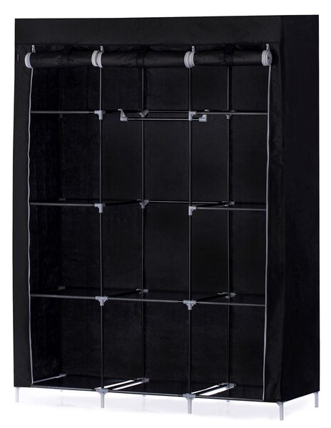 FLHF Látková šatní skříň Kuri černá 168x130x45 cm
