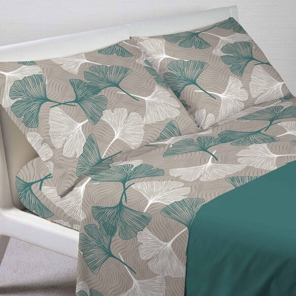Gipetex Natural Dream Italské povlečení 100% bavlna Ginko Verde - 220x200 / 2x70x90 cm