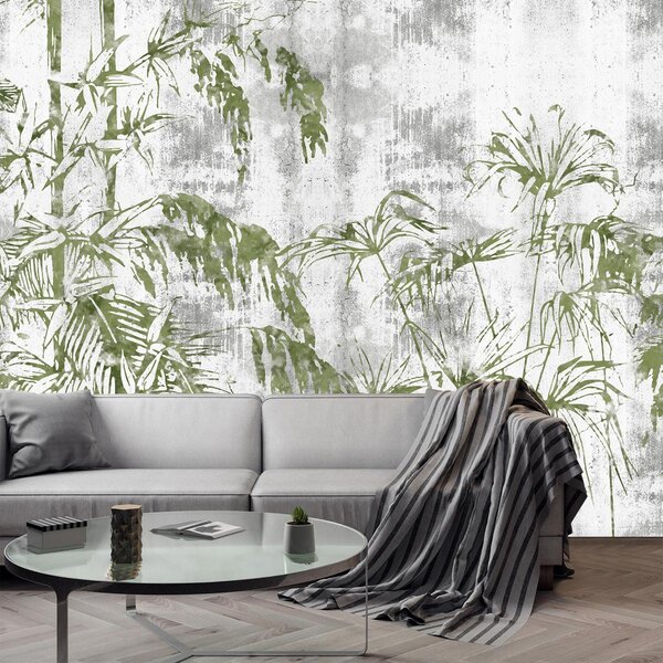 Fototapeta - Rostliny v betonové zdi (245x170 cm)