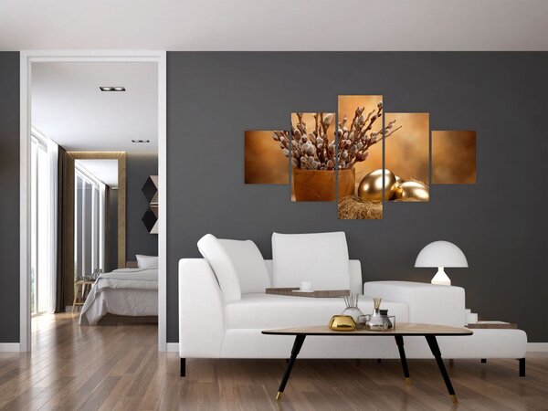Obraz vejcí a kočiček (125x70 cm)
