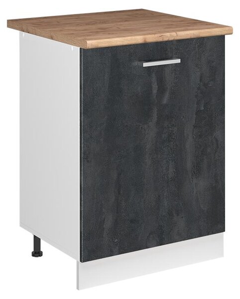 Spodní skříňka kuchyňské linky Vicco R-Line Černý beton/Bílá 60 cm s 1 dveřmi pracovná doska Dub Goldkraft, Model 72128