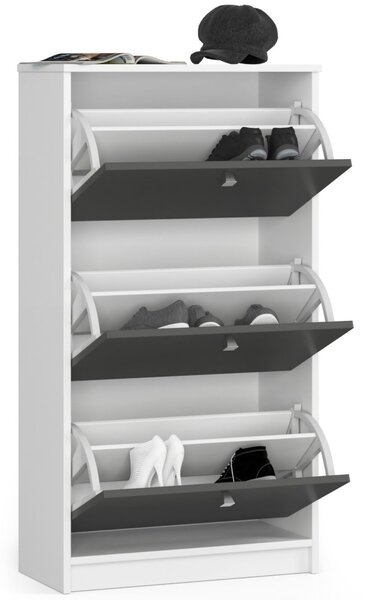 Ak furniture Výklopný botník Luso III 60 cm bílý/grafitový