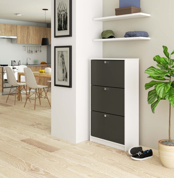 Ak furniture Výklopný botník Luso III 60 cm bílý/grafitový