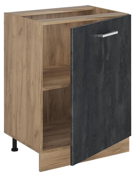 Spodní skříňka kuchyňské linky Vicco R-Line Černý beton/Zlatý mocný dub 60 cm s 1 dveřmi pracovná doska Mramor, Model 72193