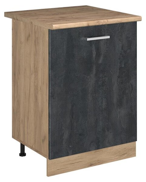 Spodní skříňka kuchyňské linky Vicco R-Line Černý beton/Zlatý mocný dub 60 cm s 1 dveřmi pracovná doska Dub Goldkraft, Model 72192