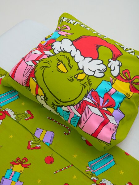 Sinsay - Bavlněný vánoční povlečení s potiskem Grinch - neonová