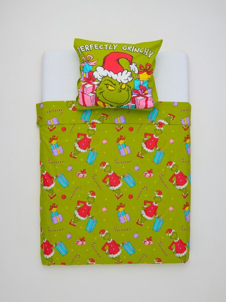 Sinsay - Bavlněný vánoční povlečení s potiskem Grinch - neonová