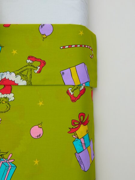 Sinsay - Bavlněný vánoční povlečení s potiskem Grinch - neonová