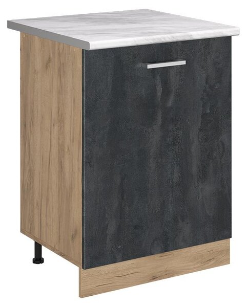 Spodní skříňka kuchyňské linky Vicco R-Line Černý beton/Zlatý mocný dub 60 cm s 1 dveřmi pracovná doska Mramor, Model 72193