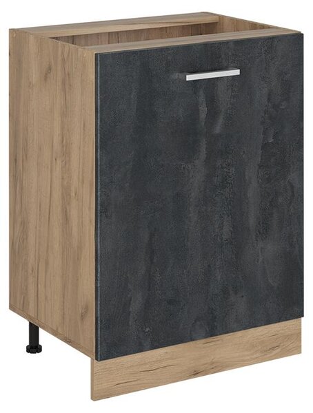 Spodní skříňka kuchyňské linky Vicco R-Line Černý beton/Zlatý mocný dub 60 cm s 1 dveřmi bez pracovní desky, Model 72190