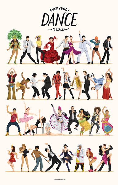 Ilustrace Everybody Dance Now, Nour Tohme, (30 x 40 cm)
