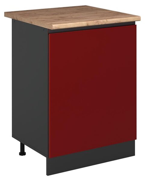 Spodní skříňka kuchyňské linky Vicco R-Line Červená/Antracit 60 cm s 1 dveřmi pracovná doska Dub Goldkraft, Model 72044